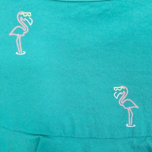 ManTaro Kids Blue Green Flamingo Print Girls Dress Large - Picture 5 of 6